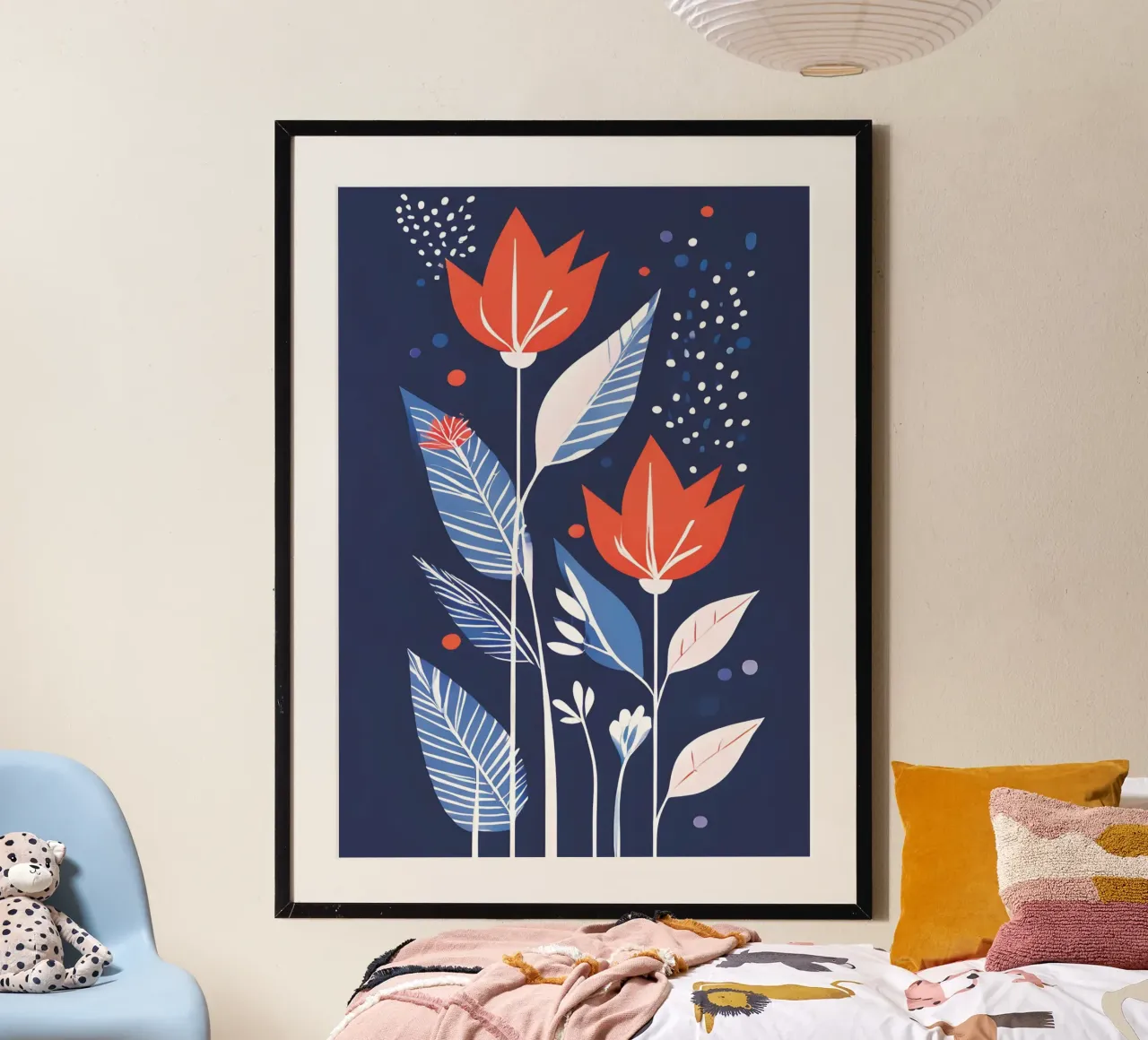 Floral Boho Modern 2 poster con telaio in legno da vintageshop