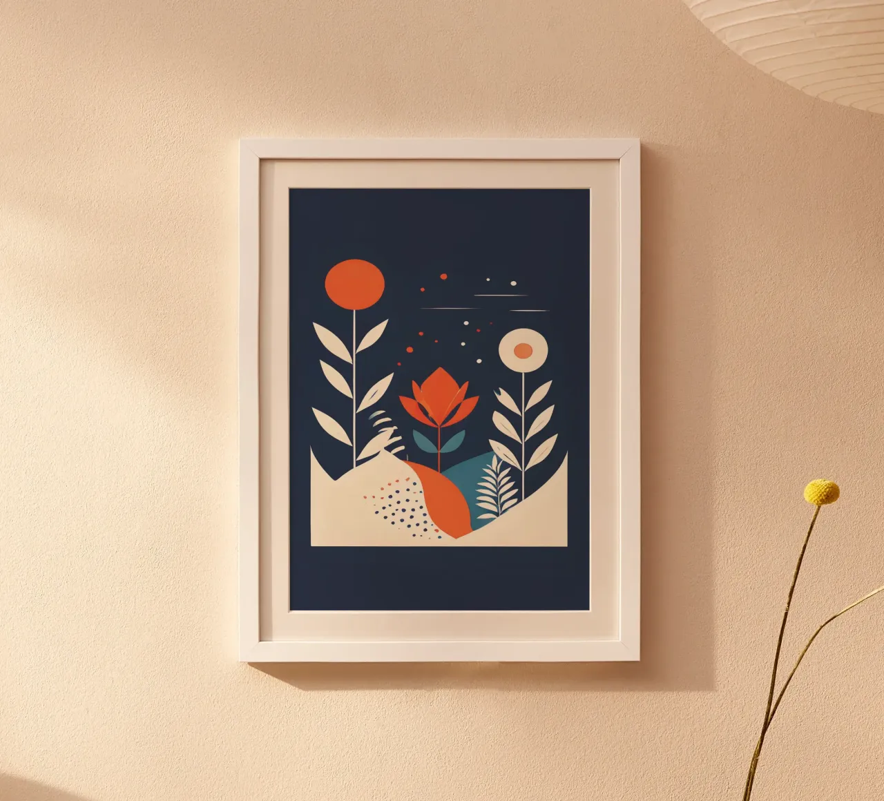 Floral Boho Modern 3 poster con telaio in legno da vintageshop