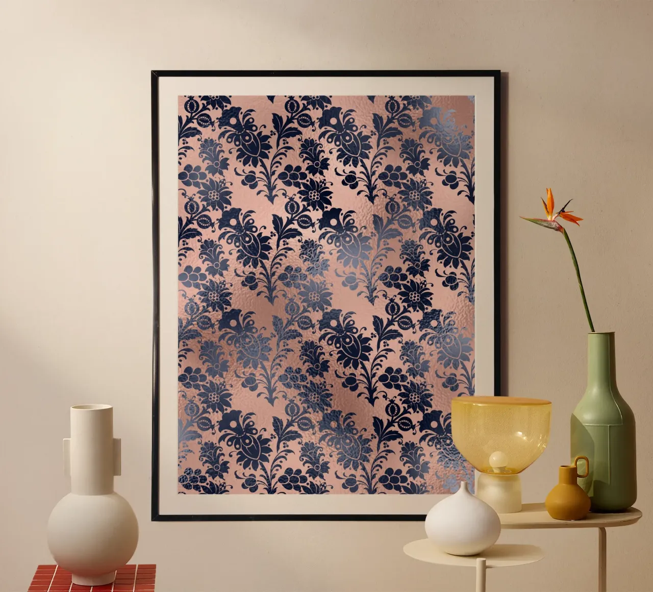 Blush & Navy 6 poster con telaio in alluminio da Yaso Design & Art