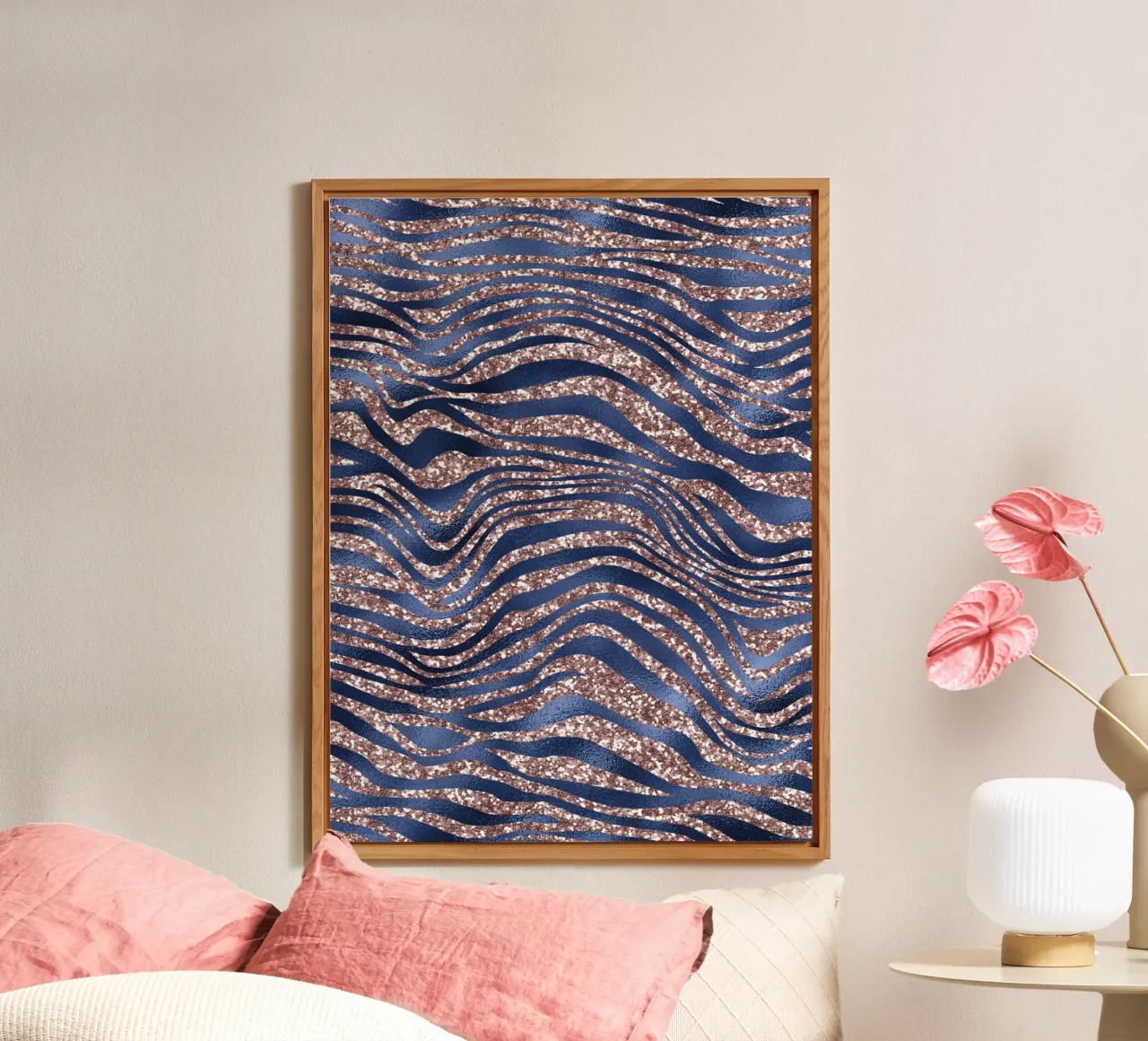 Blush & Navy Animal Pattern 7 alluminio dibond da Yaso Design Animal