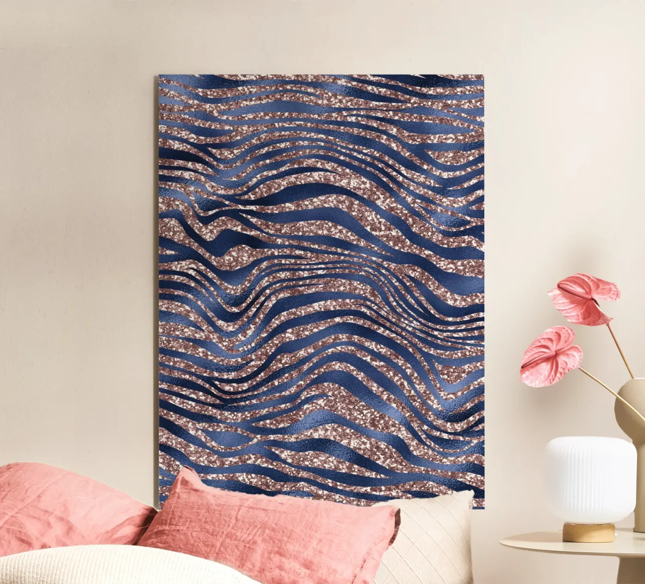 Blush & Navy Animal Pattern 7 alluminio dibond da Yaso Design Animal