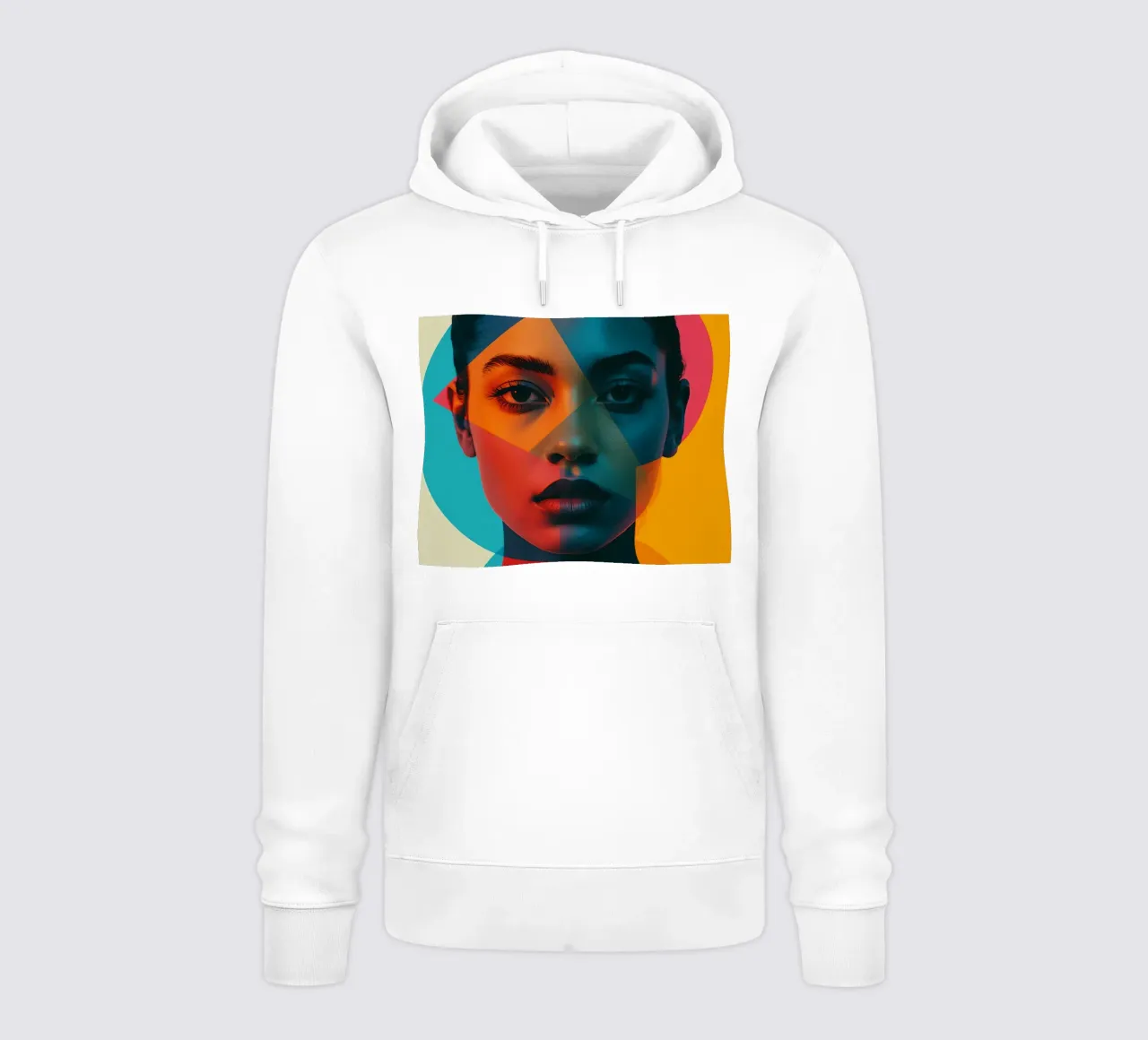 Volto di donna con forme geometriche e blocchi di colore felpa con cappuccio da DesignDoodle