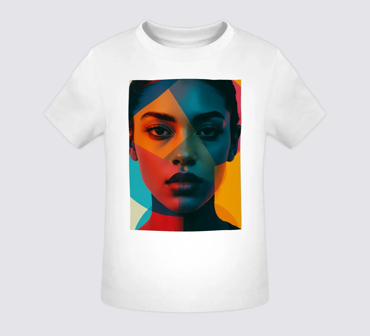 Volto di donna con forme geometriche e blocchi di colore maglietta neonato da DesignDoodle