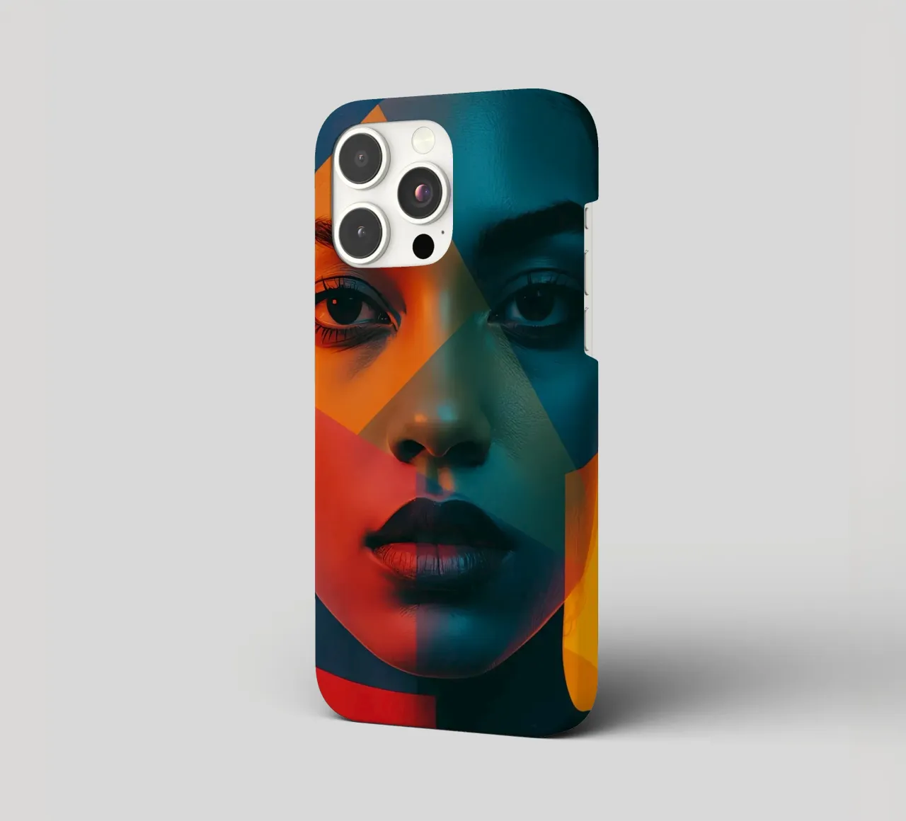 Woman's Face with Geometric Shapes and Color Blocking iphone case by DesignDoodle