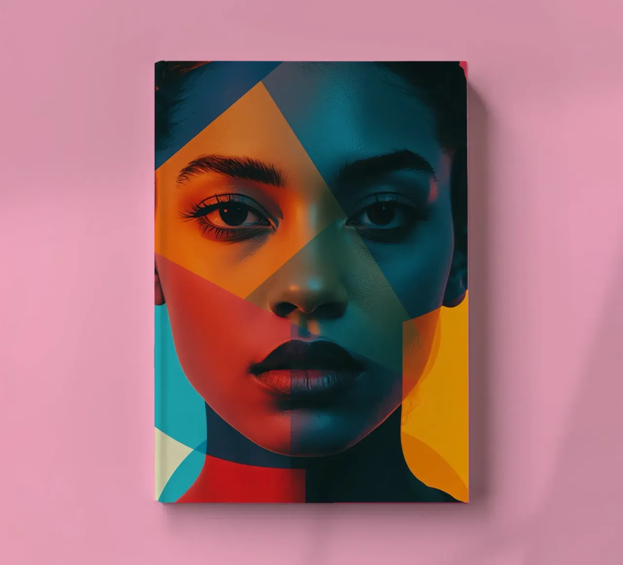 Woman's Face with Geometric Shapes and Color Blocking notebook by DesignDoodle