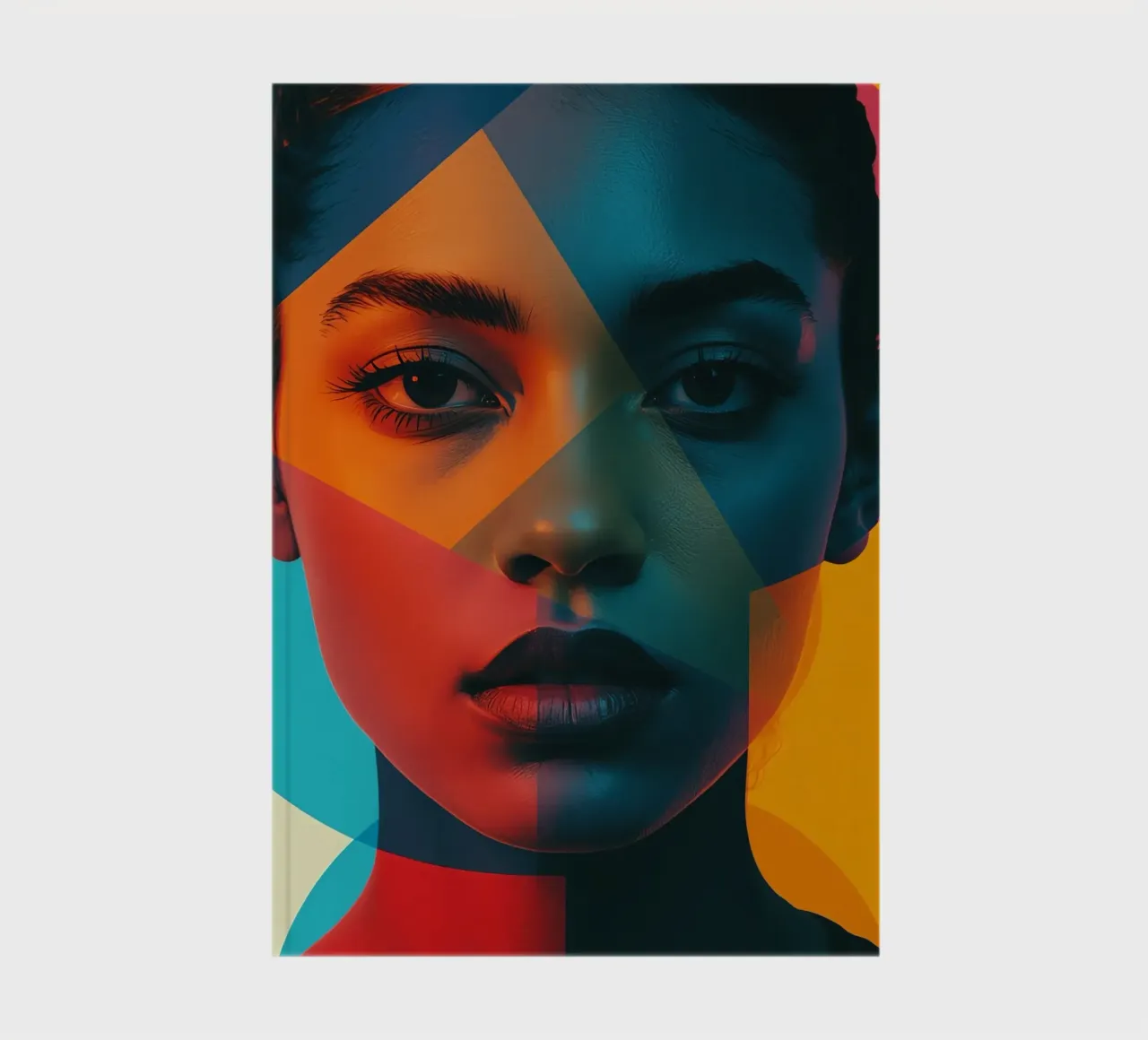 Woman's Face with Geometric Shapes and Color Blocking notebook by DesignDoodle