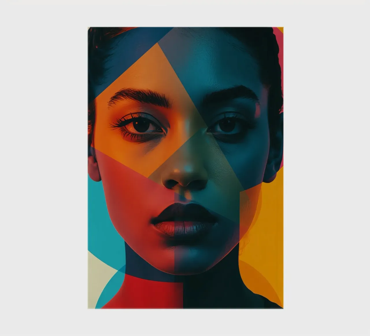 Woman's Face with Geometric Shapes and Color Blocking notebook by DesignDoodle