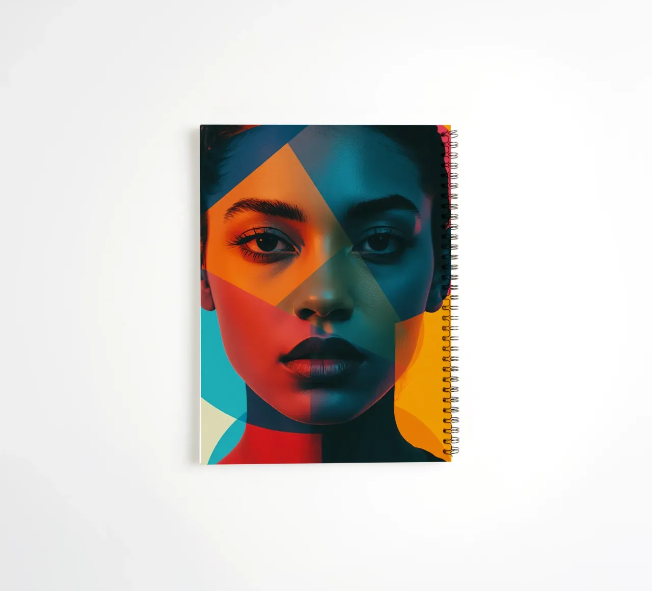Woman's Face with Geometric Shapes and Color Blocking spiral notebook by DesignDoodle