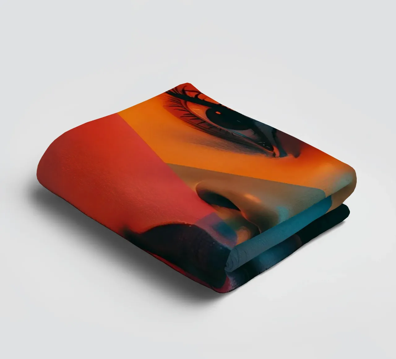Woman's Face with Geometric Shapes and Color Blocking towel by DesignDoodle