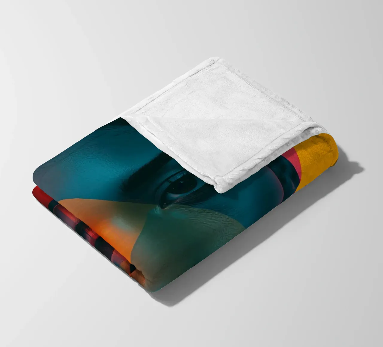 Woman's Face with Geometric Shapes and Color Blocking fleece blanket by DesignDoodle