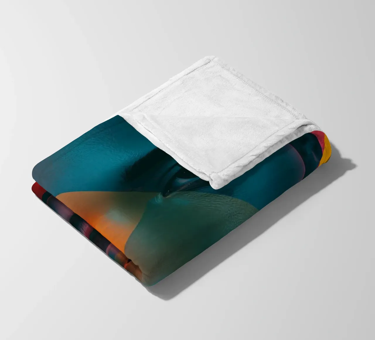 Woman's Face with Geometric Shapes and Color Blocking fleece blanket by DesignDoodle