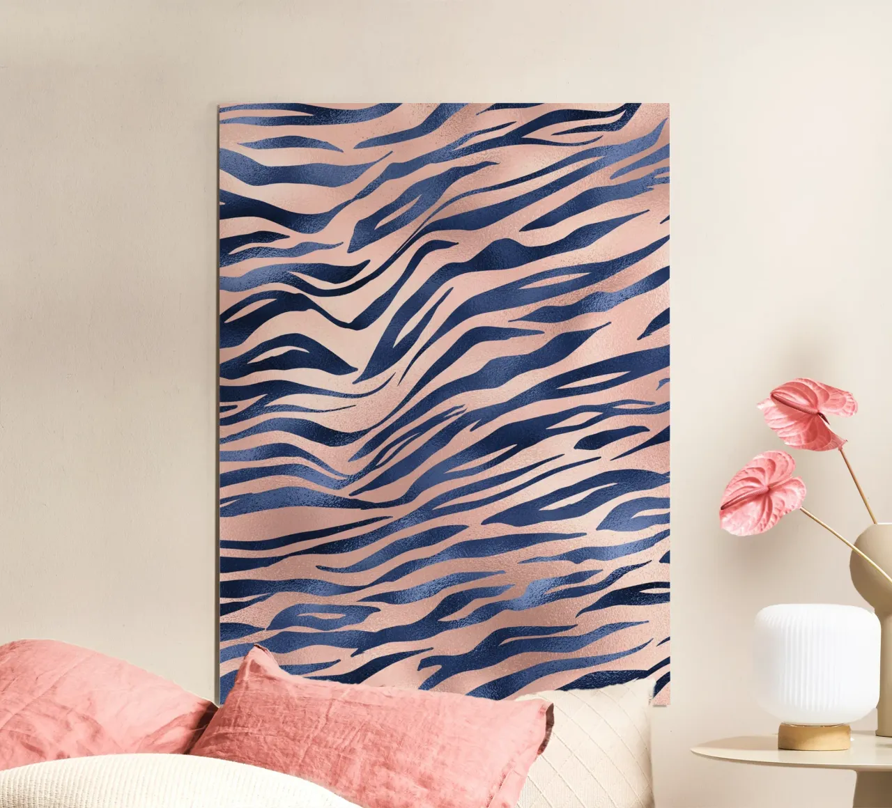 Blush & Navy Animal Pattern 8 poster con telaio in alluminio da Yaso Design Animal
