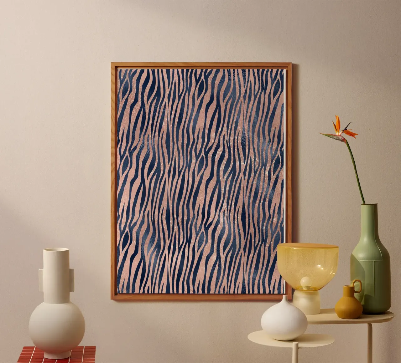 Blush & Navy Animal Pattern 9 alluminio dibond da Yaso Design Animal