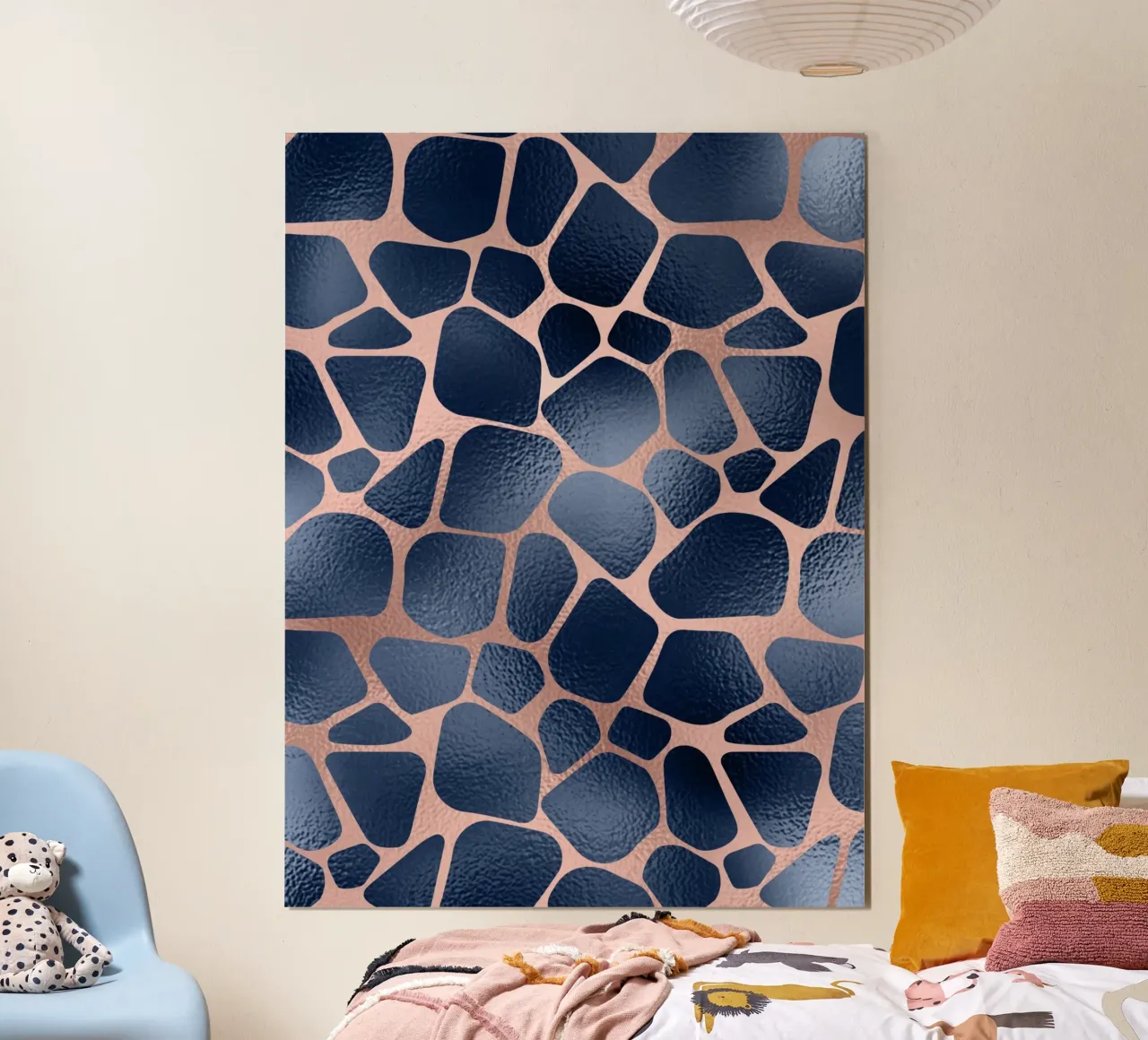 Blush & Navy Animal Pattern 11 poster con telaio in plastica da Yaso Design Animal