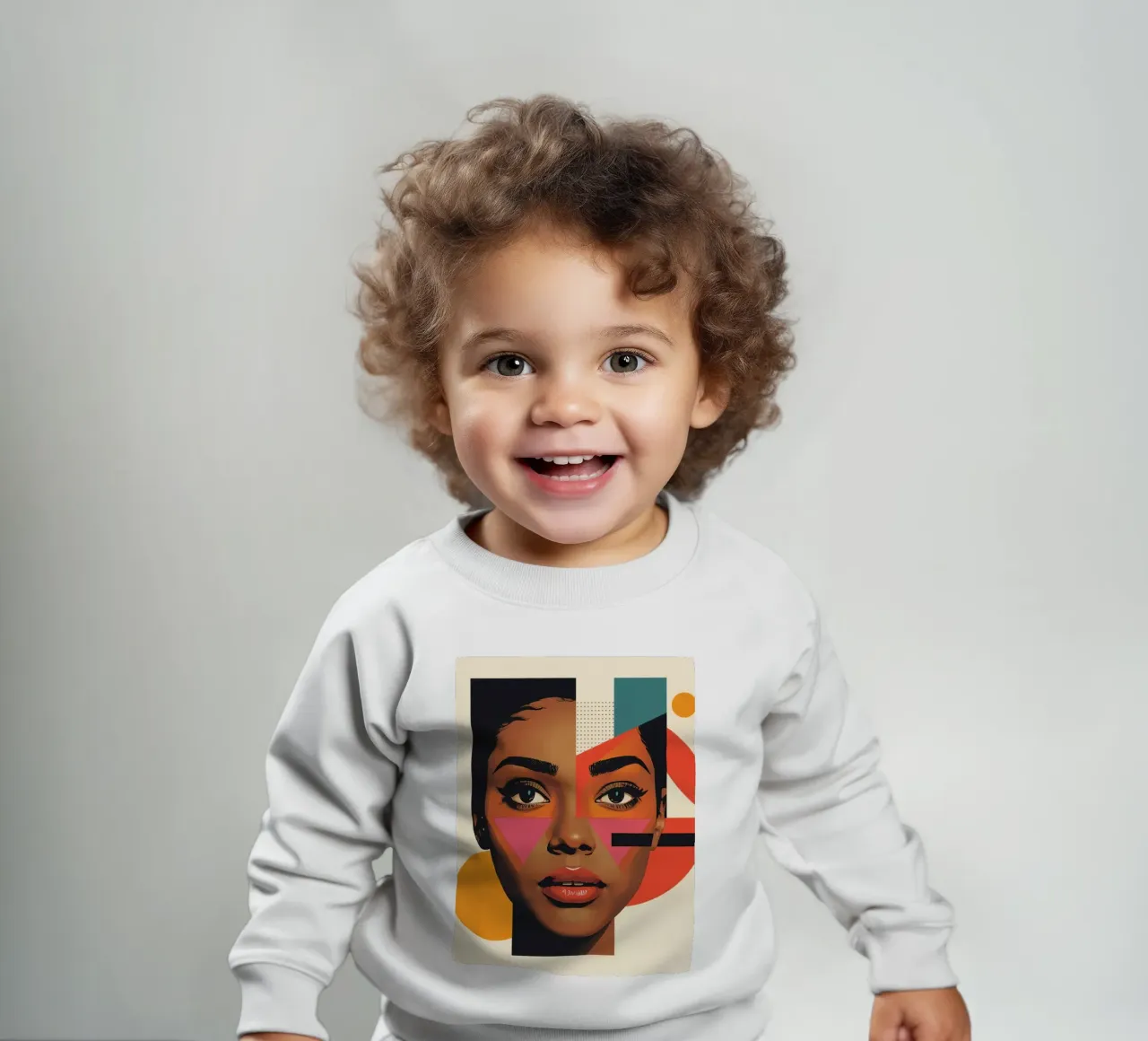 Volto di donna con forme geometriche e colori retrò felpa neonato da DesignDoodle
