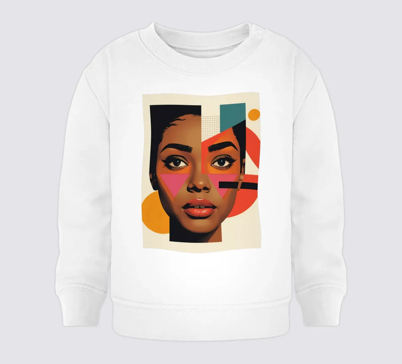 Volto di donna con forme geometriche e colori retrò felpa neonato da DesignDoodle