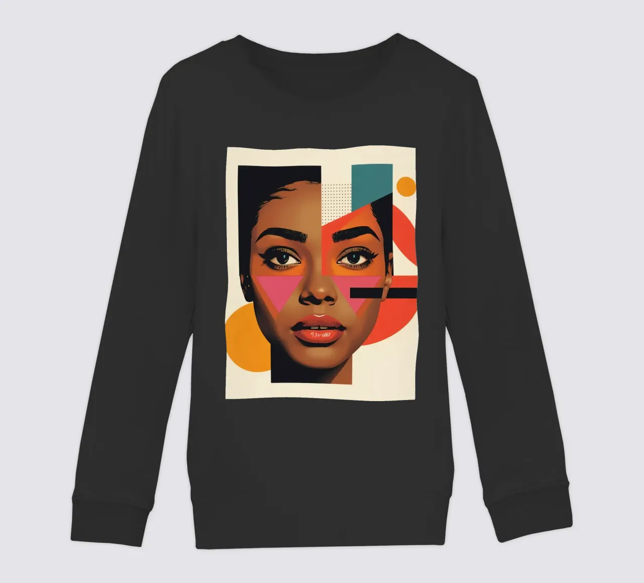 Volto di donna con forme geometriche e colori retrò felpa bambino da DesignDoodle
