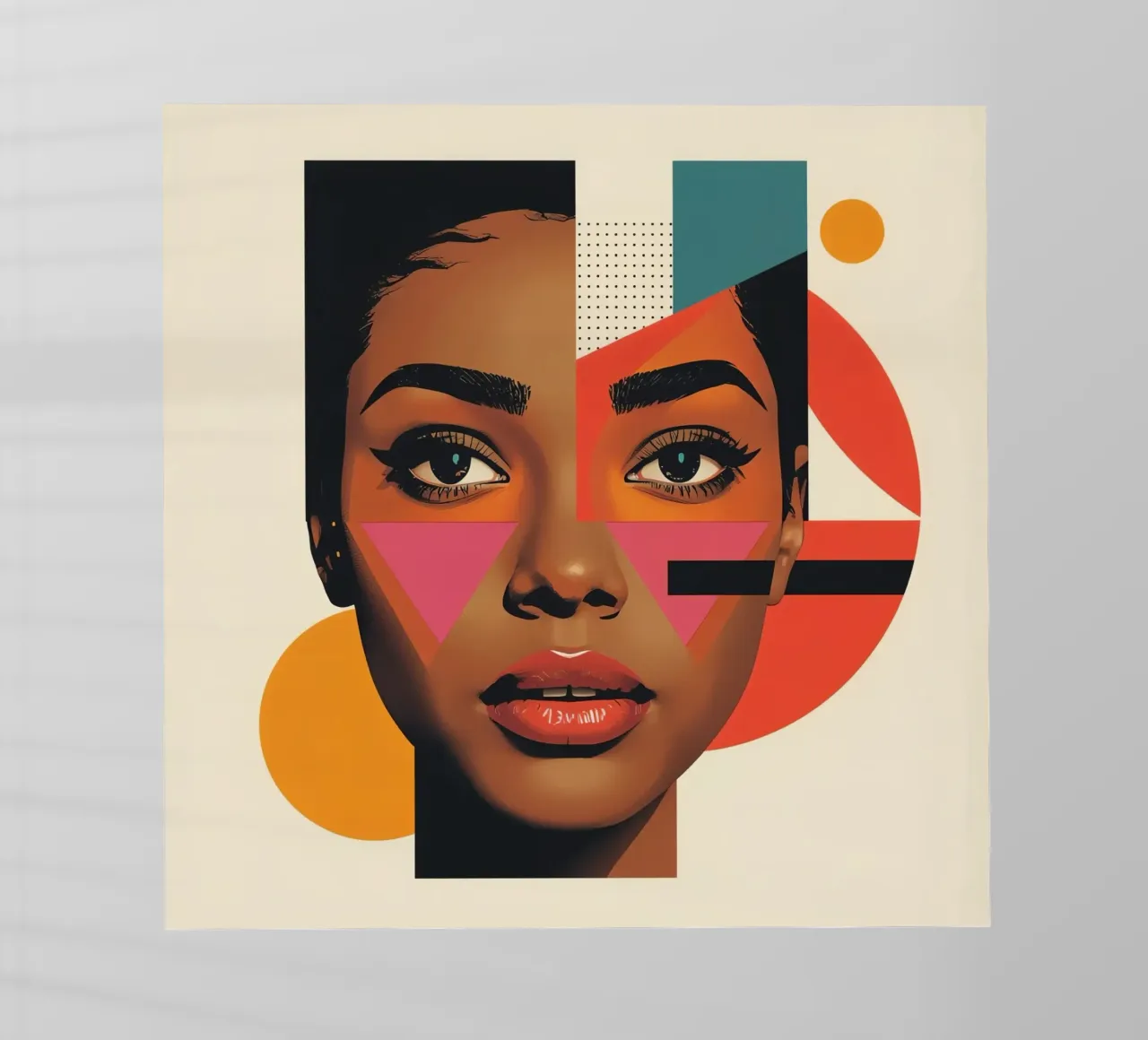 Volto di donna con forme geometriche e colori retrò pellicola backlit da DesignDoodle