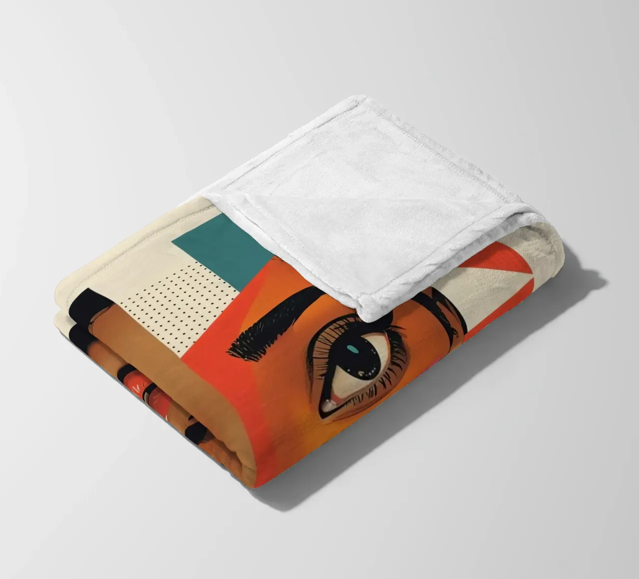 Volto di donna con forme geometriche e colori retrò coperta in pile da DesignDoodle