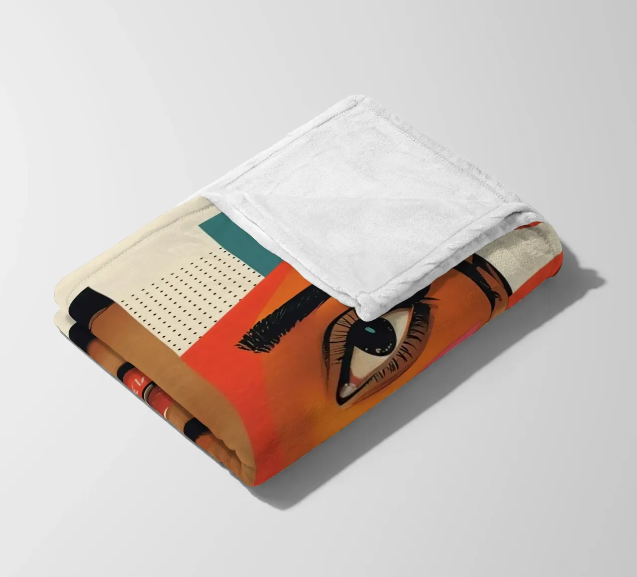 Volto di donna con forme geometriche e colori retrò coperta in pile da DesignDoodle