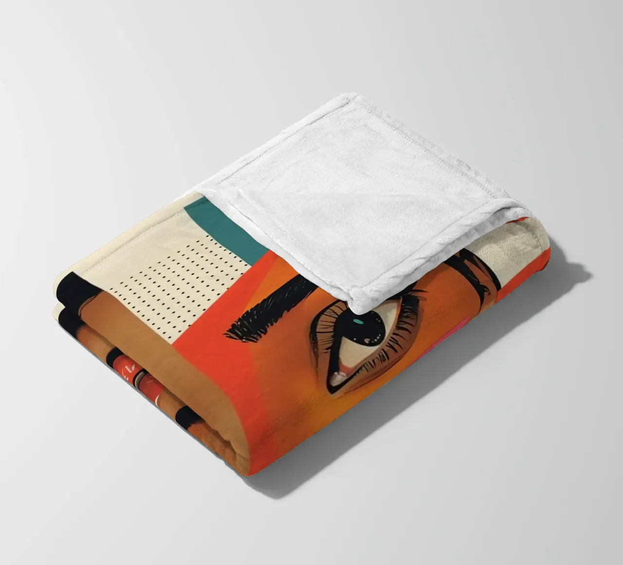 Volto di donna con forme geometriche e colori retrò coperta in pile da DesignDoodle