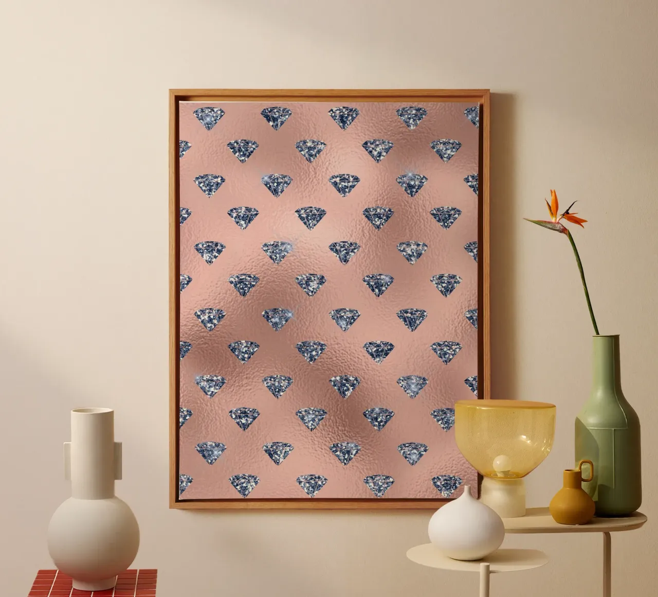 Blush & Navy 13 canvas met Baklijst van Yaso Design & Art