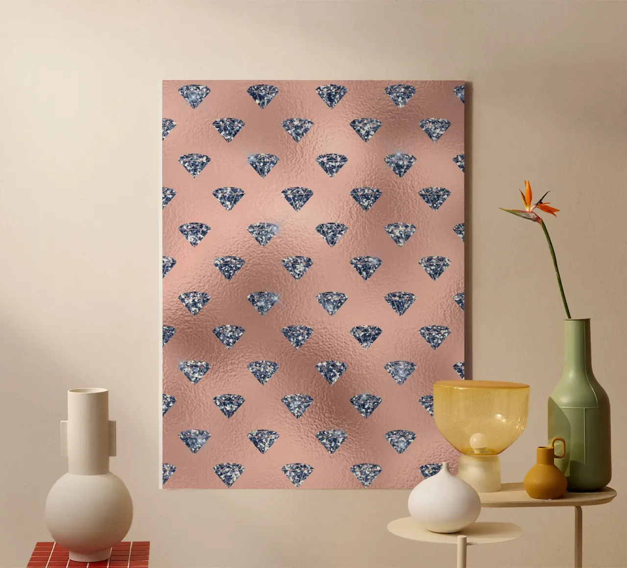 Blush & Navy 13 canvas met Baklijst van Yaso Design & Art