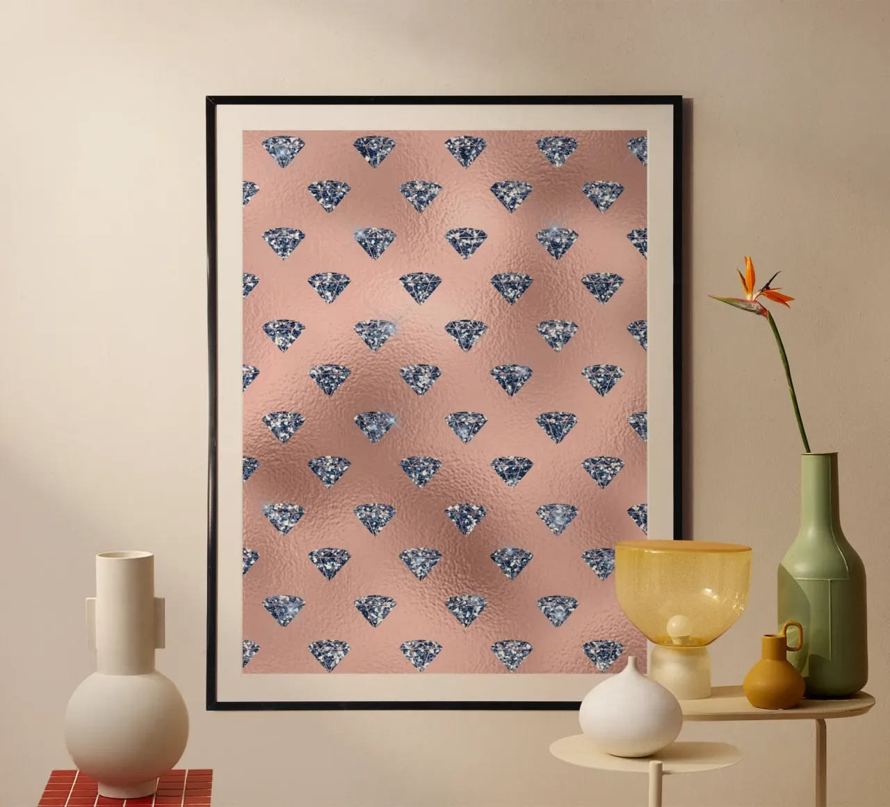 Blush & Navy 13 poster con telaio in alluminio da Yaso Design & Art