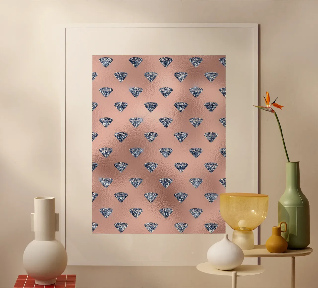 Blush & Navy 13 poster con telaio in alluminio da Yaso Design & Art