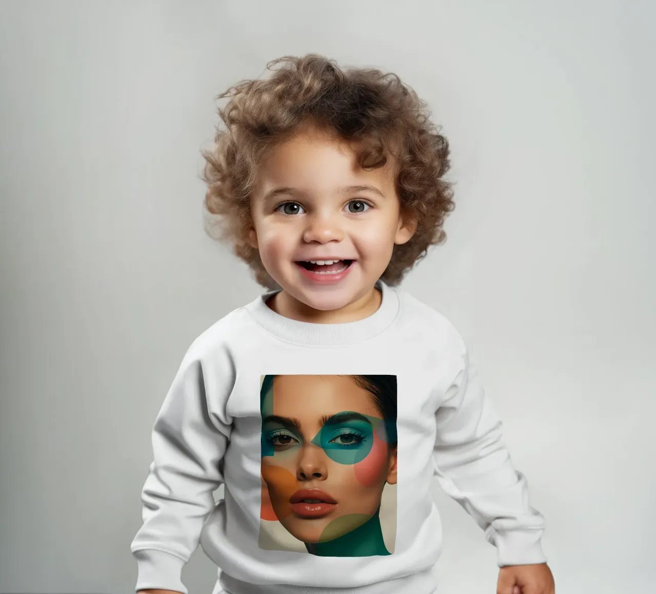 Volto di donna con forme geometriche e trucco verde acqua felpa neonato da DesignDoodle
