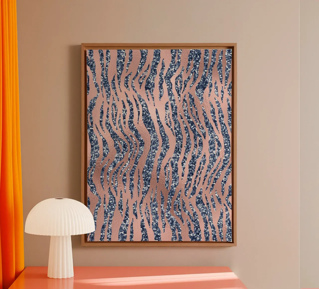 Blush & Navy Animal Pattern 16 tela con Cornice a cassetta da Yaso Design Animal