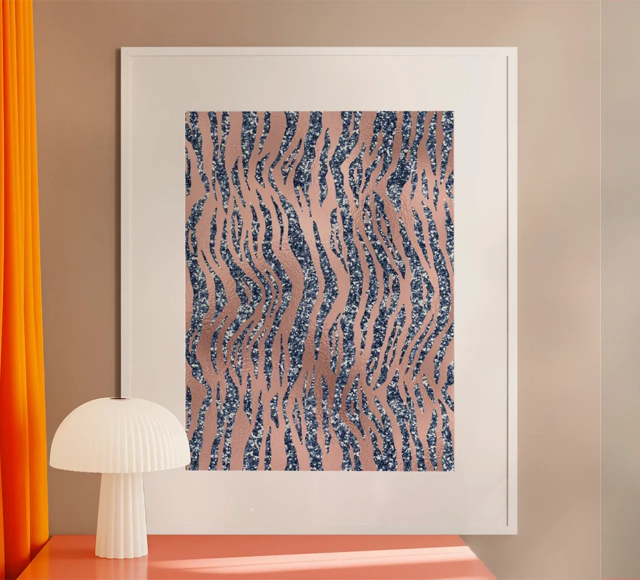 Blush & Navy Animal Pattern 16 poster con telaio in legno da Yaso Design Animal