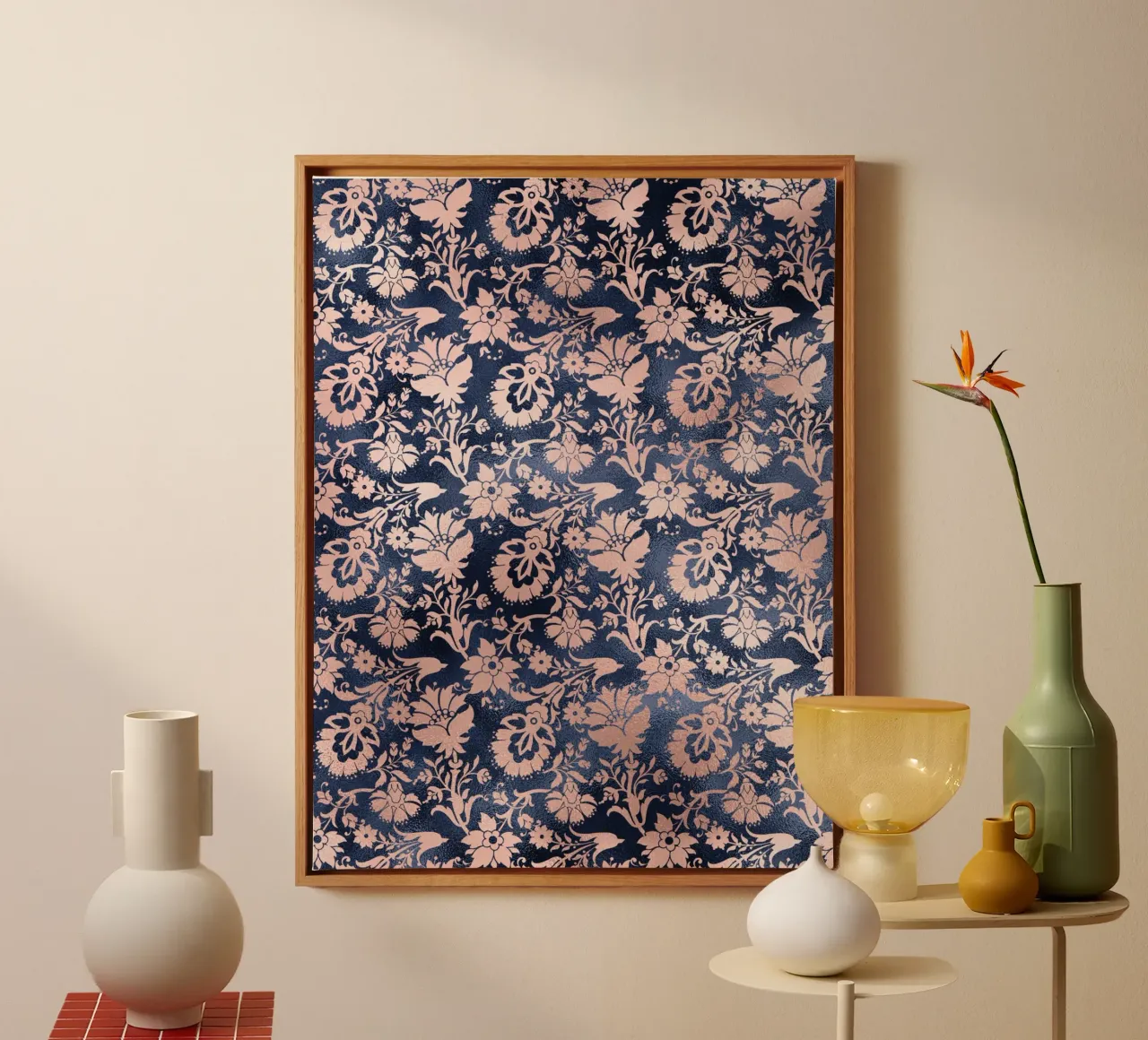 Blush & Navy 17 tela con Cornice a cassetta da Yaso Design & Art