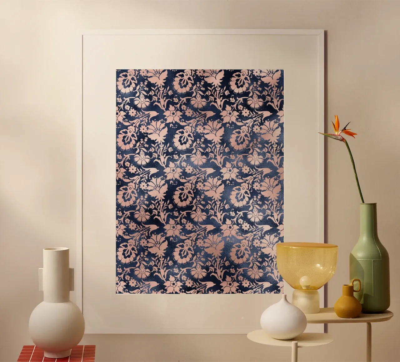 Blush & Navy 17 poster con telaio in alluminio da Yaso Design & Art