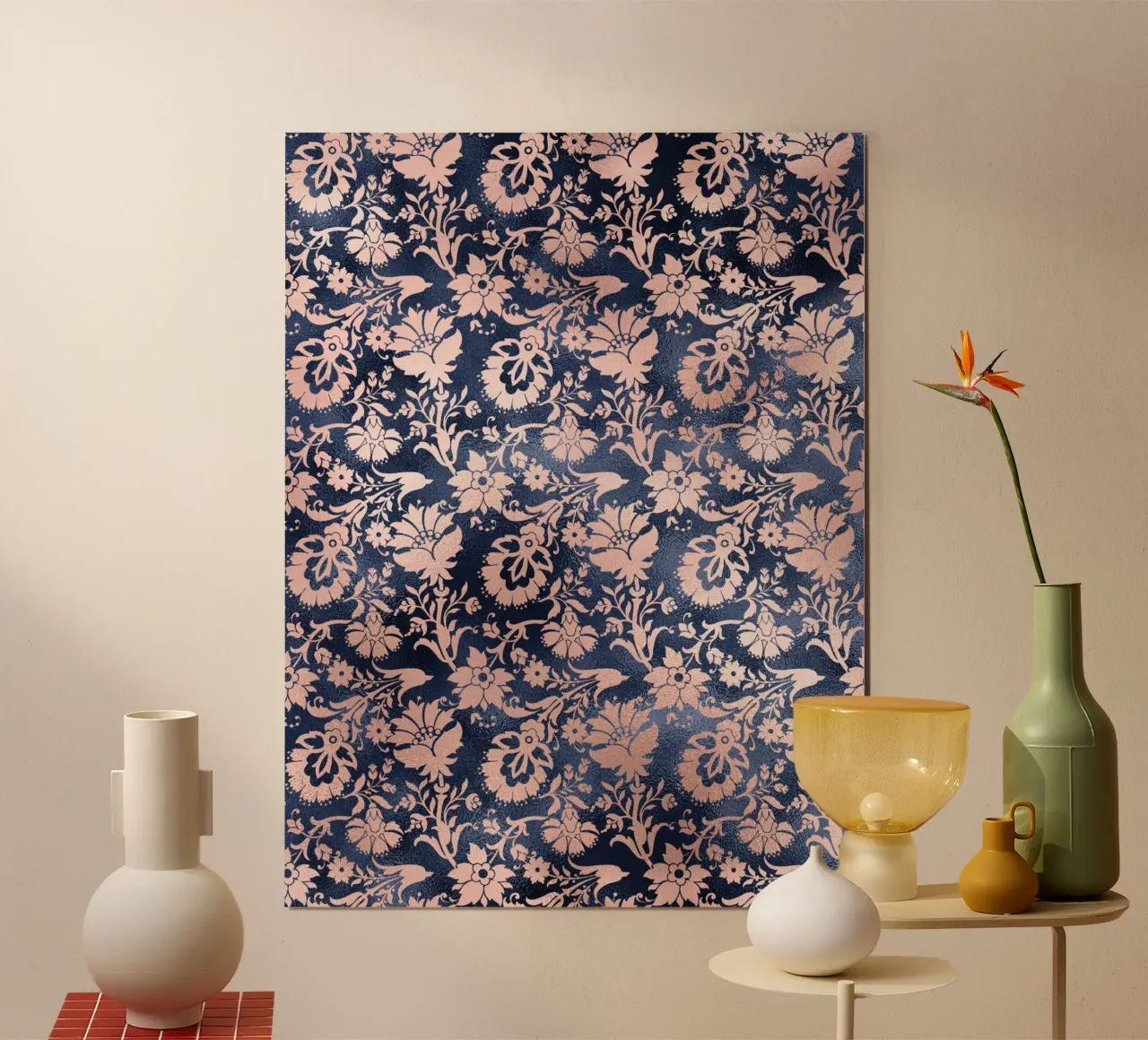 Blush & Navy 17 poster con telaio in alluminio da Yaso Design & Art