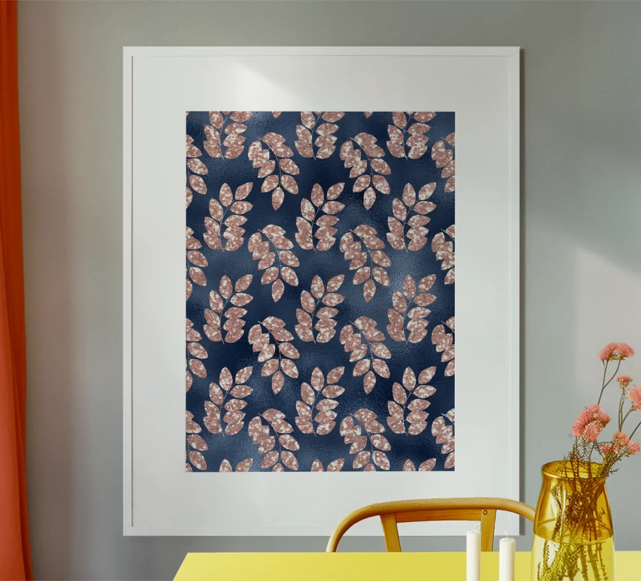 Blush & Navy 18 poster con telaio in alluminio da Yaso Design & Art