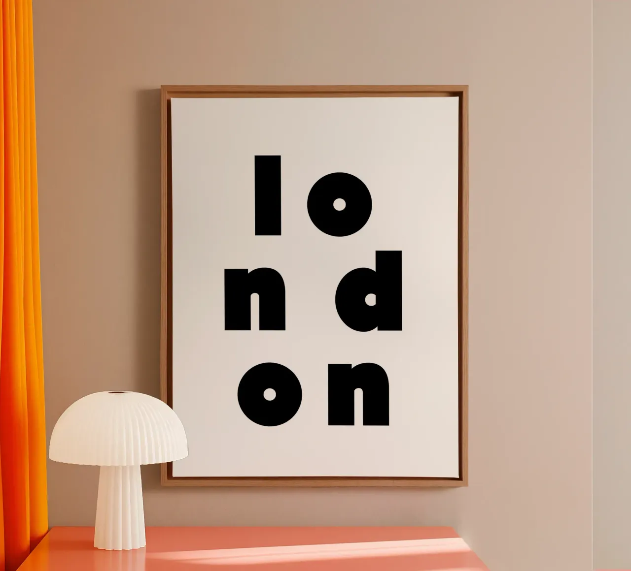 London 2 canvas met Baklijst van The Type Club Tokyo