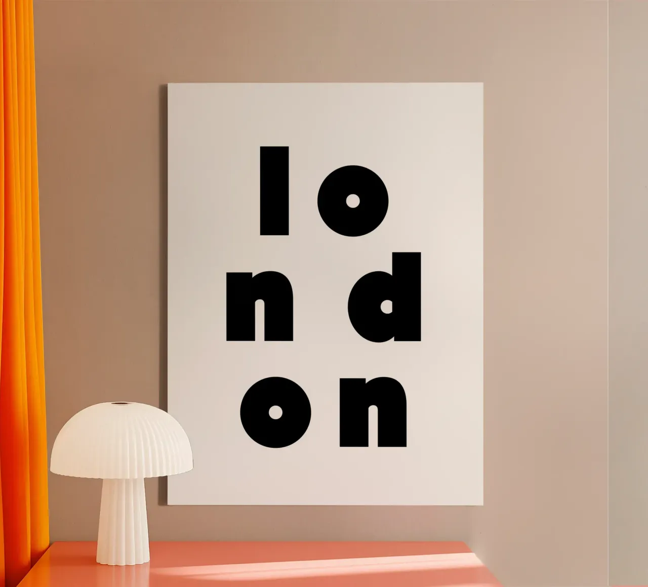 London 2 canvas met Baklijst van The Type Club Tokyo