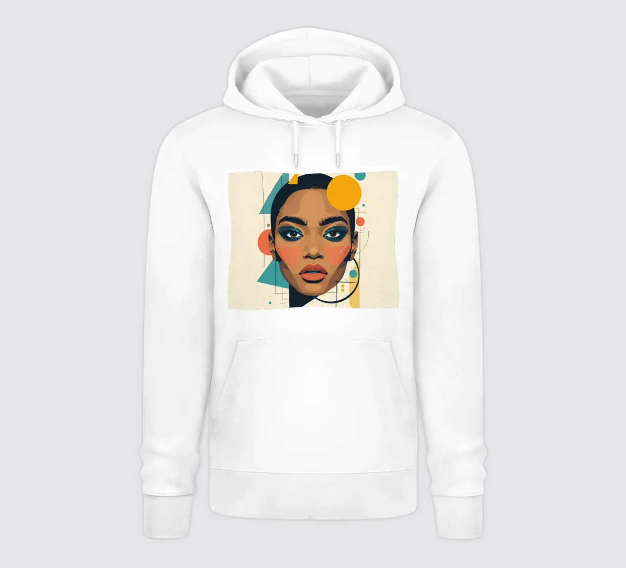 Volto di donna con forme geometriche Illustrazione digitale felpa con cappuccio da DesignDoodle