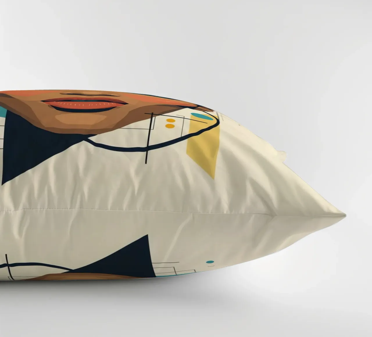 Volto di donna con forme geometriche Illustrazione digitale cuscino da DesignDoodle
