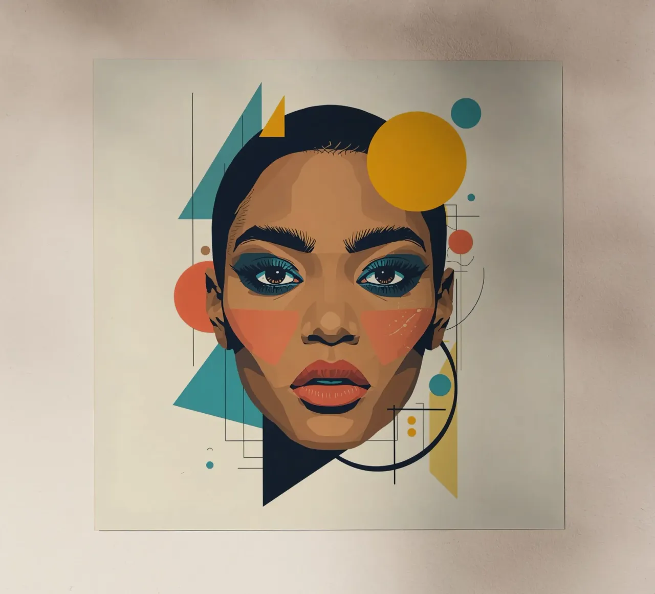 Volto di donna con forme geometriche Illustrazione digitale pellicola backlit da DesignDoodle