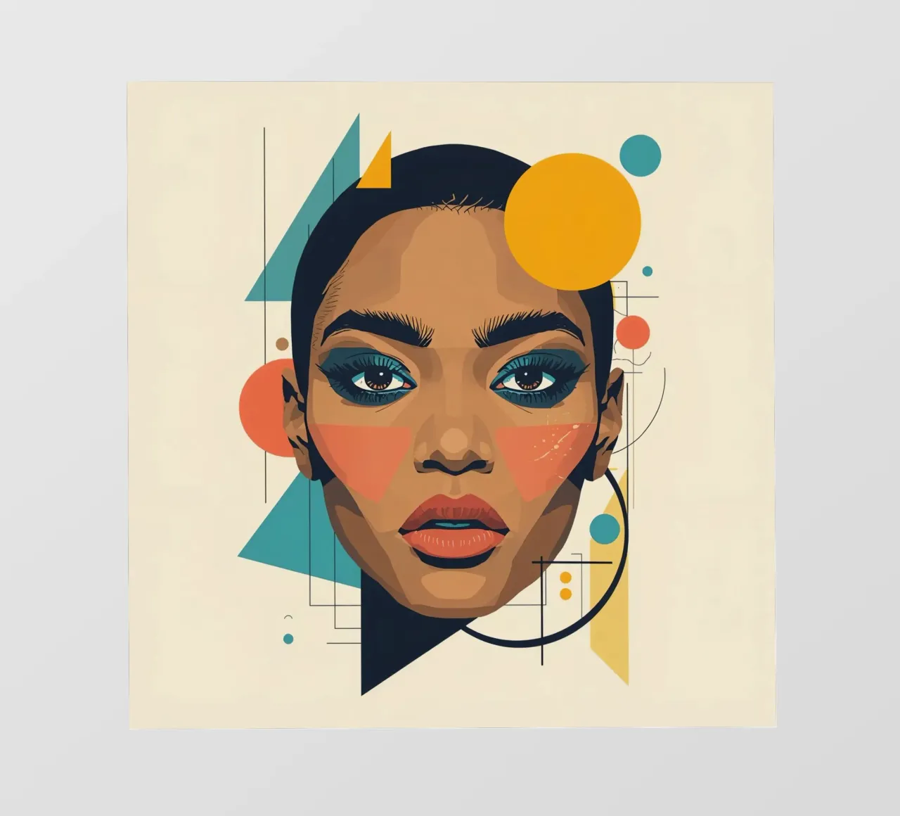 Volto di donna con forme geometriche Illustrazione digitale pellicola backlit da DesignDoodle