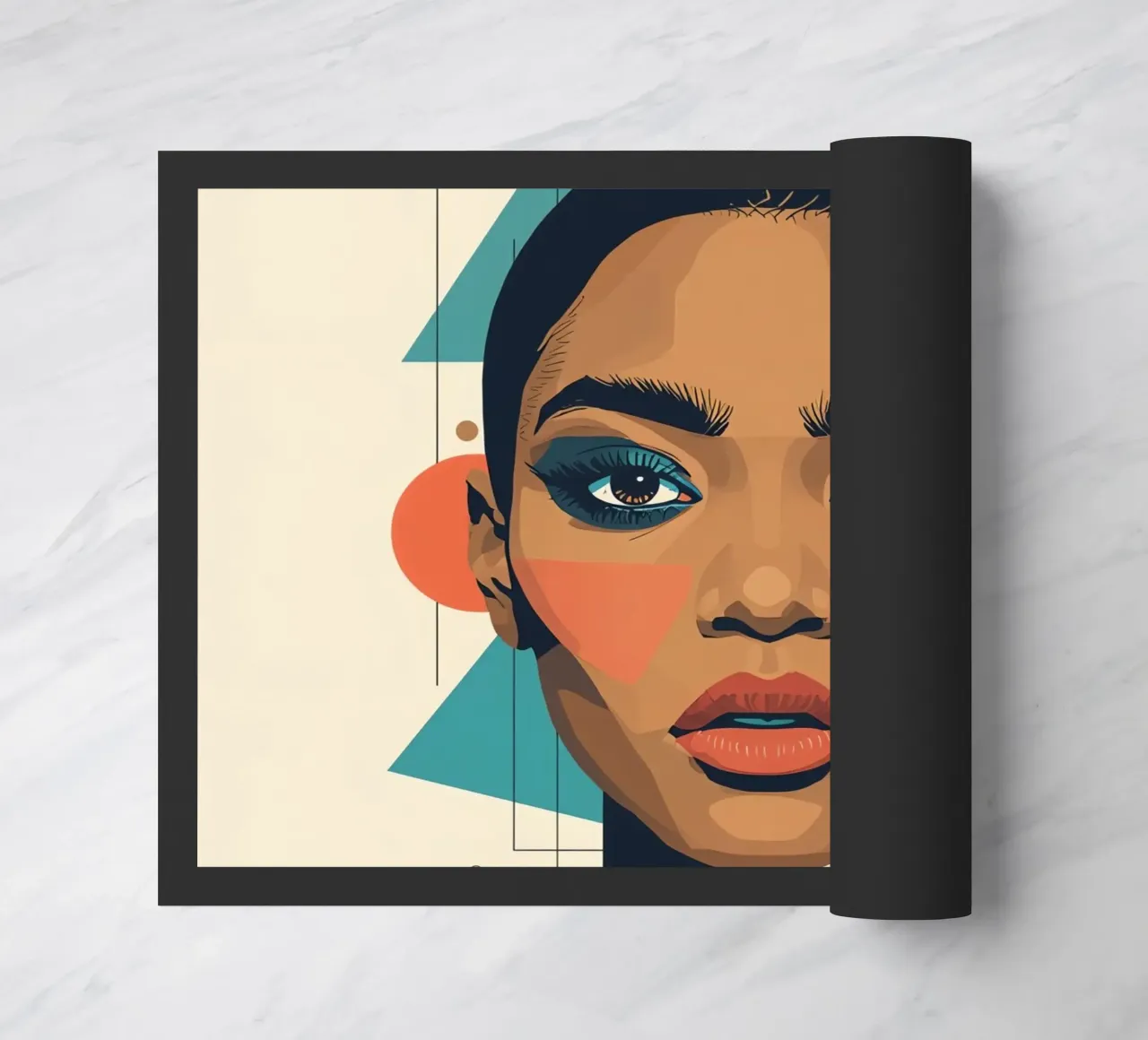 Volto di donna con forme geometriche Illustrazione digitale zerbino da DesignDoodle