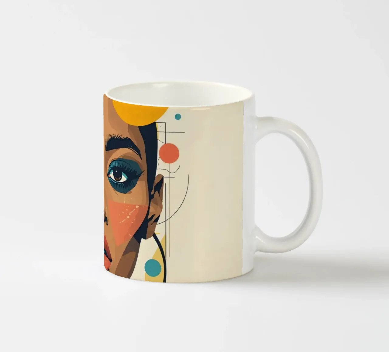 Volto di donna con forme geometriche Illustrazione digitale tazza in ceramica da DesignDoodle
