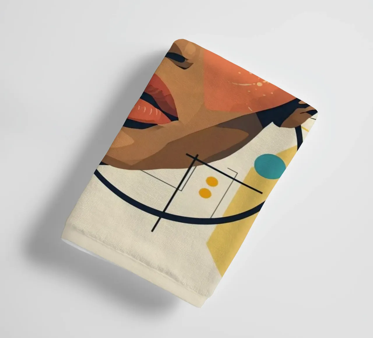 Volto di donna con forme geometriche Illustrazione digitale asciugamano da bagno da DesignDoodle