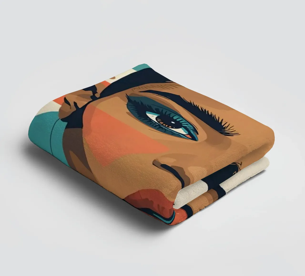 Volto di donna con forme geometriche Illustrazione digitale asciugamano da bagno da DesignDoodle