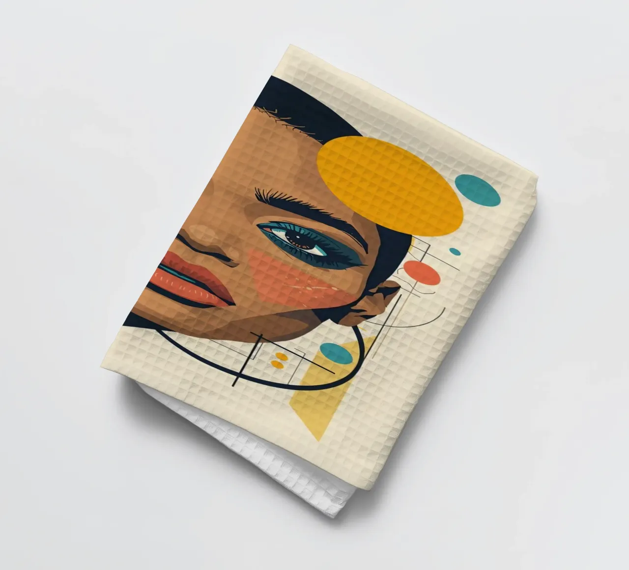 Volto di donna con forme geometriche Illustrazione digitale canovaccio da cucina da DesignDoodle