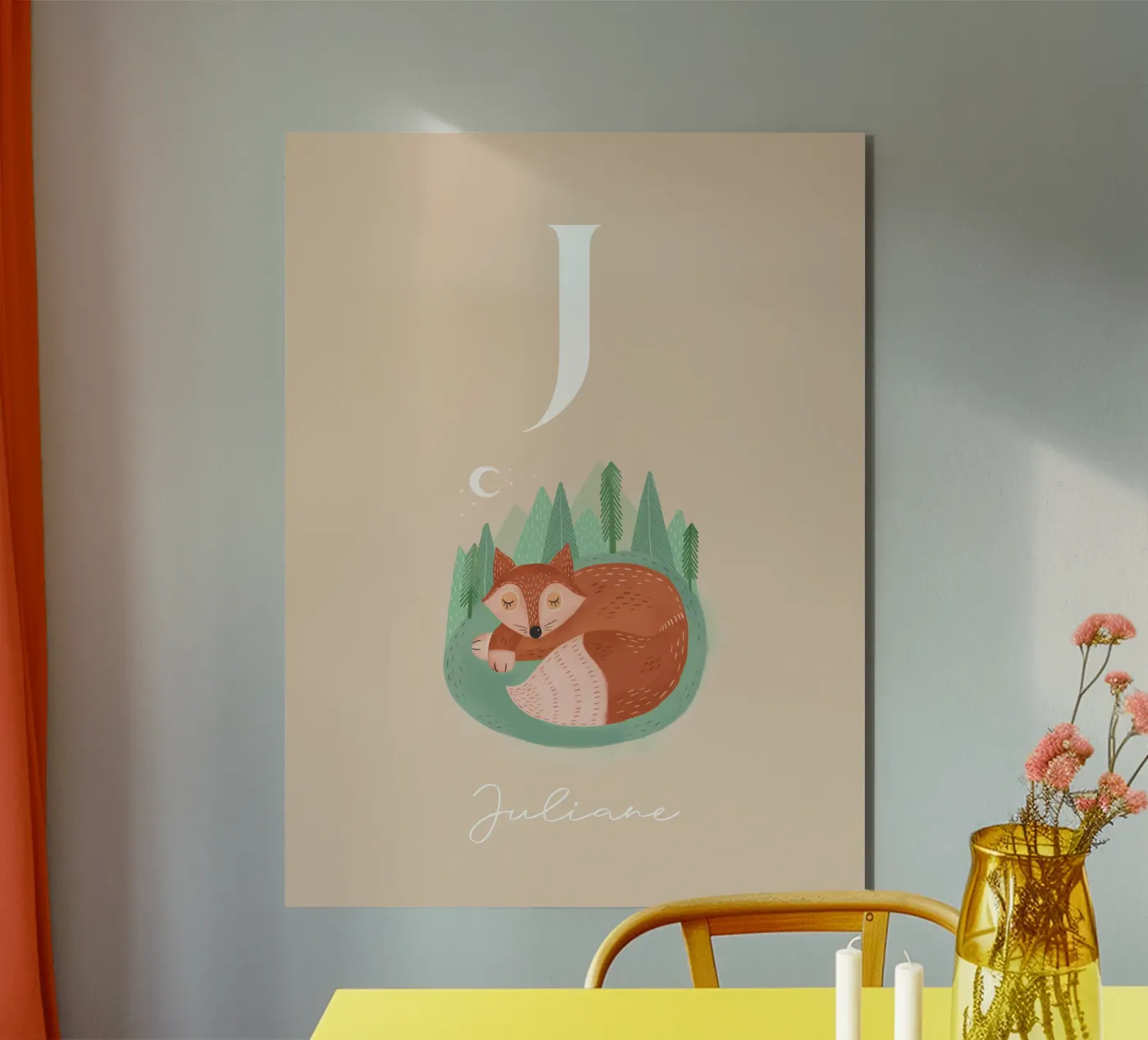 Iniziale con volpe alluminio dibond da mymia