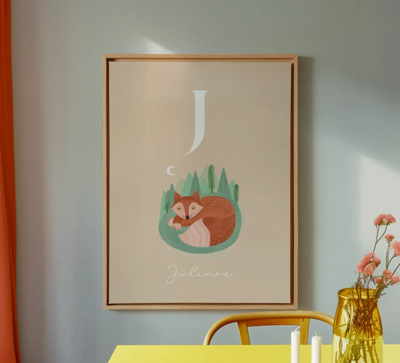 Initial with fox canvas with Floater frame by mymia