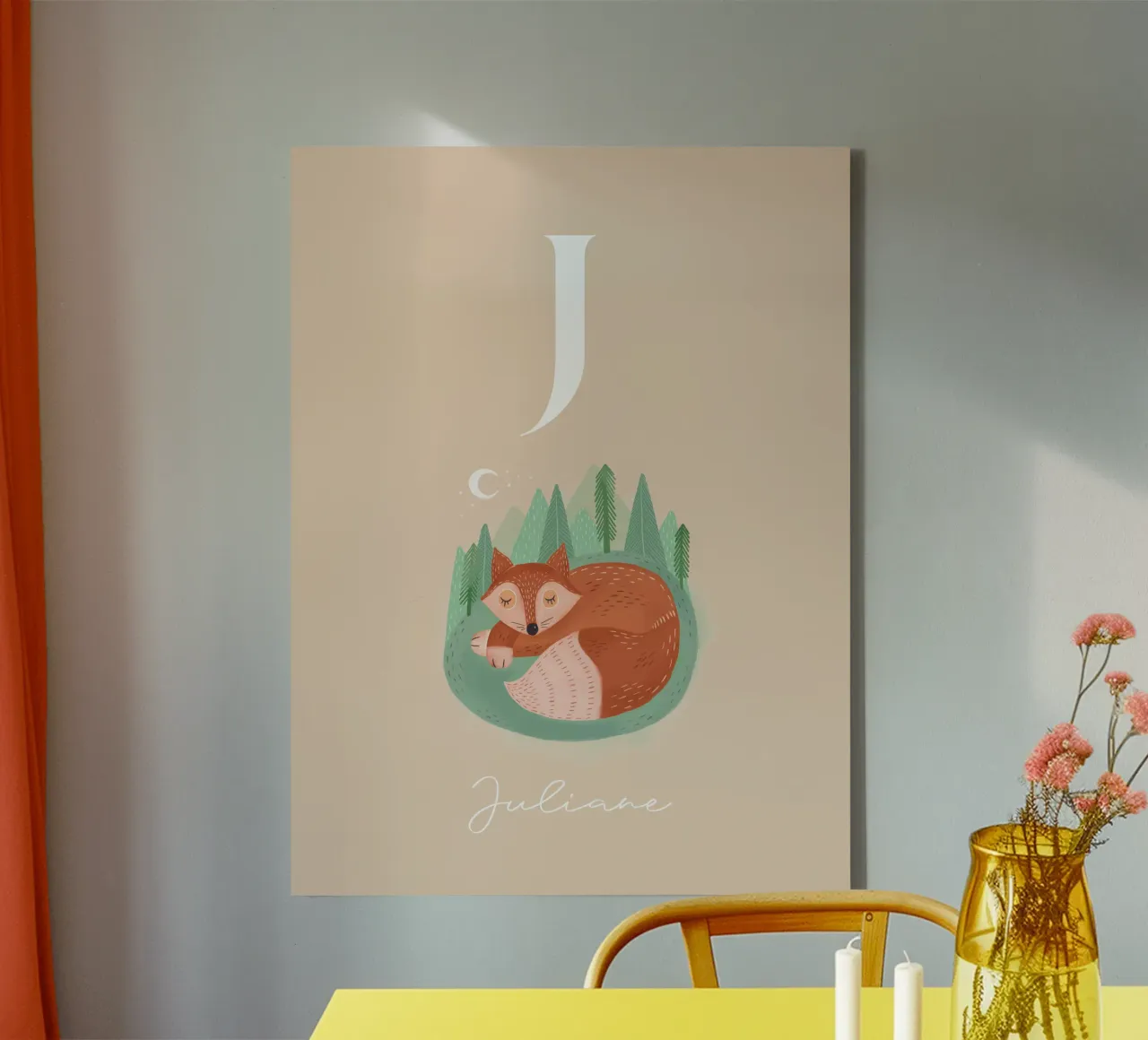 Initial with fox canvas by mymia